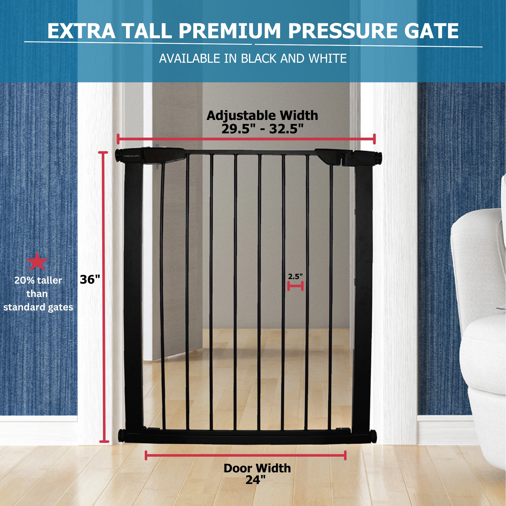 Extra Tall Premium Pressure Gate (Model XTPPG)
