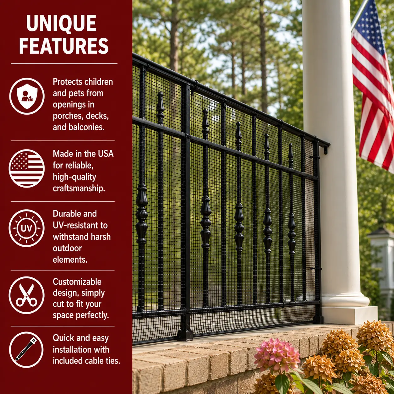 Heavy-Duty Outdoor Deck Netting (Model DSHD)