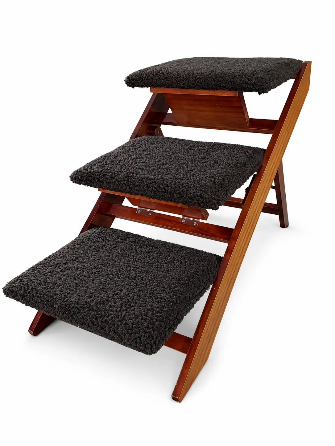 Wooden Pet Stairs & Ramp for Small Dogs and Cats, Convertible 2-in-1 Folding Dog Steps for Bed & Couch, Non-Slip Plush Steps, Stable Wood Frame, Ideal for Puppies, Senior Pets & Small Breeds