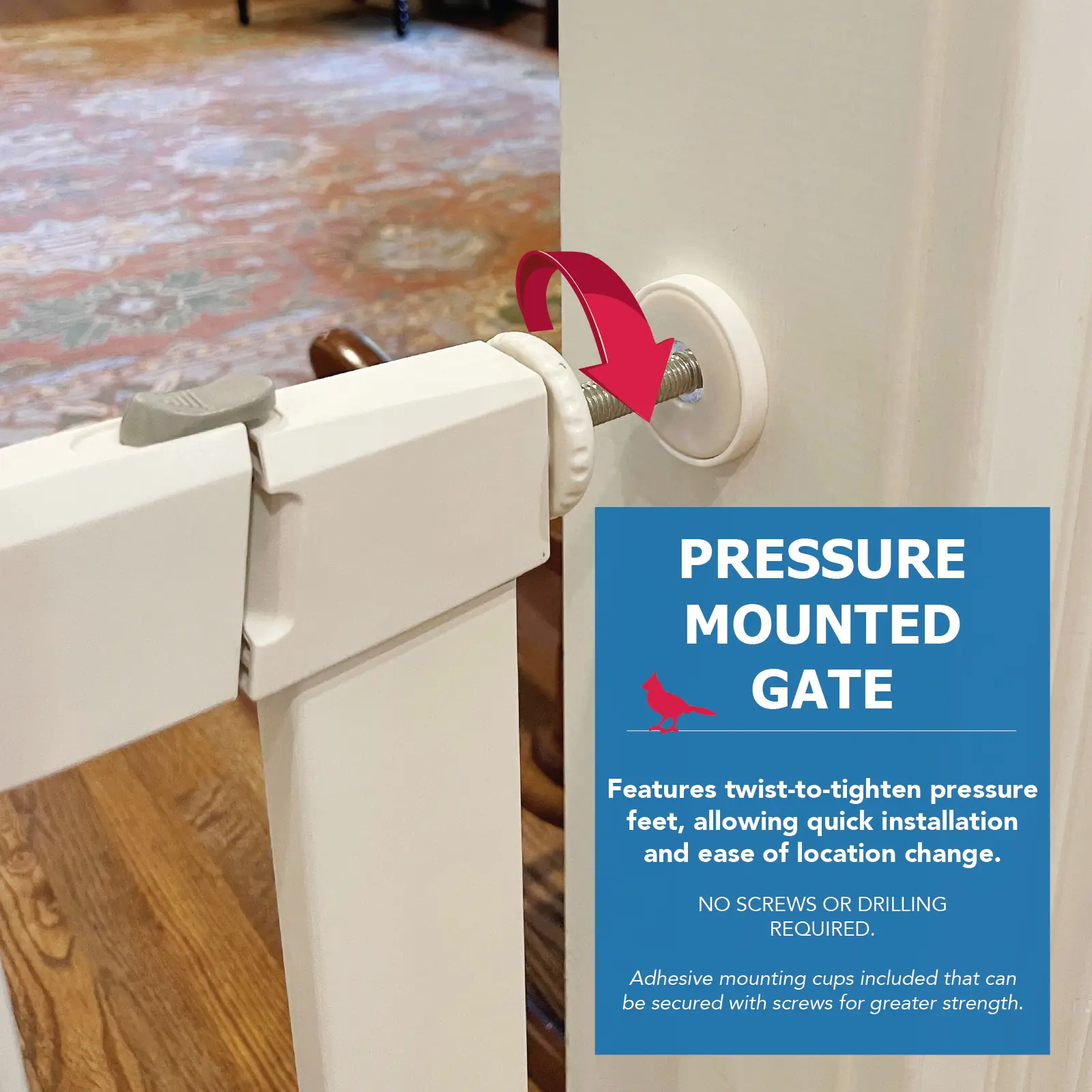 Cardinal Gates PG26 Pressure Mounted Gate, No Drilling Required, Choose Your Opening Width
