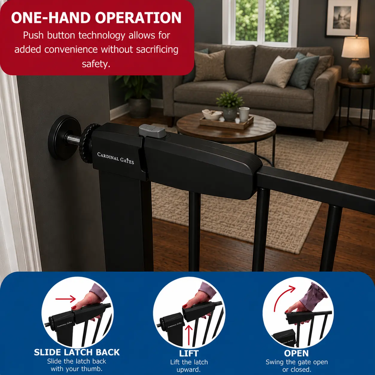 Cardinal Gates PG26 Pressure Mounted Gate, No Drilling Required, Choose Your Opening Width